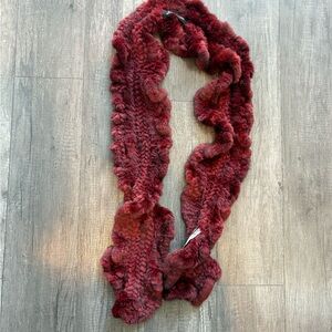 GORSKI Burgundy Knit Scarf 100% real mink fur